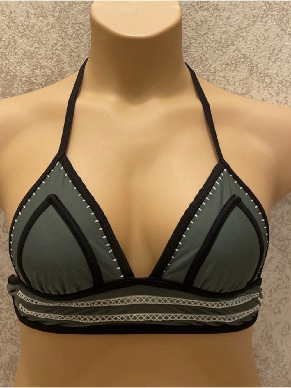 Xhilaration Olive Green and Black Triangle Bikini Top